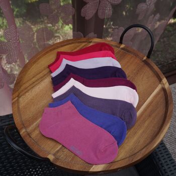 Ensemble de 3 paires de chaussettes baskets pour enfants et adultes >>Rose confetti<< Chaussettes courtes en coton de couleur unie à la cheville 7