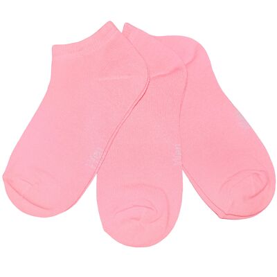 Conjunto de 3 pares de calcetines deportivos para niños y adultos >>Rosa oscuro<< Calcetines cortos tobilleros de algodón de color liso