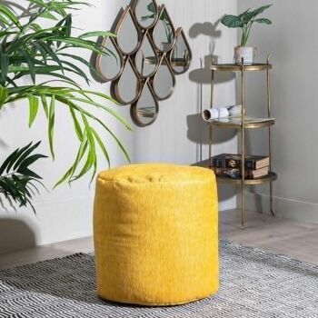 POUF POLYESTER / ACRYLIQUE MOUTARDE ST604915 2