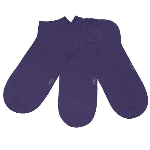 Sneaker Socks for Kids and Adults 3-Pair Set >>Quail Purple<< Plain color ankle cotton short socks