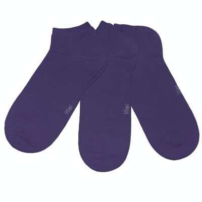 Conjunto de 3 pares de calcetines deportivos para niños y adultos >>Quail Purple<< Calcetines tobilleros cortos de algodón de color liso