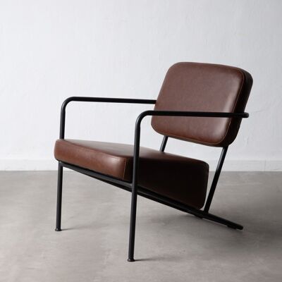 ARMCHAIR WITH BROWN METAL / SIMIL LEATHER ARMS ST153091