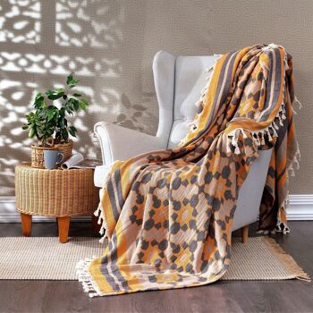 Couvre-lit en coton Leyla | Souci Orange | 190 x 245 cm 3