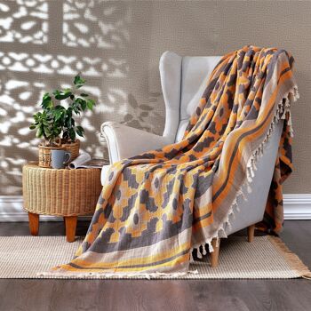 Couvre-lit en coton Leyla | Souci Orange | 190 x 245 cm 1