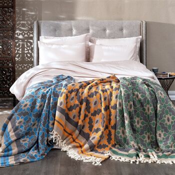 Couvre-lit en coton Leyla | Souci Orange | 190 x 245 cm 6