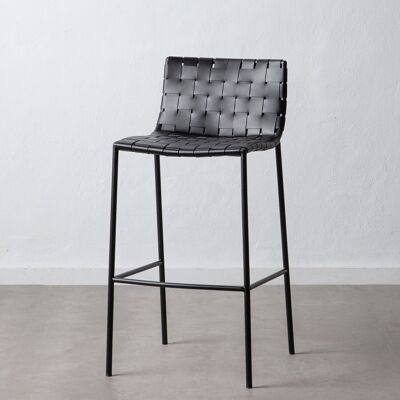 LIVING ROOM BLACK METAL / LEATHER STOOL ST600802