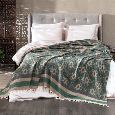 Leyla Cotton Bedspread | Bottle Green | 190 x 245 cm
