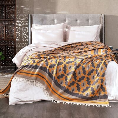Leyla Cotton Bedspread | Marigold Orange | 220 x 245 cm