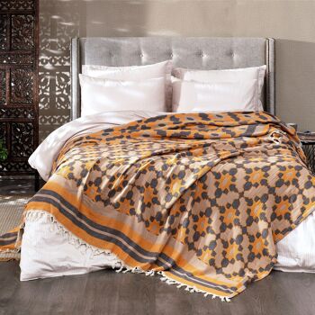 Couvre-lit en coton Leyla | Souci Orange | 220 x 245 cm 2
