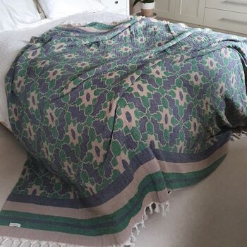 Couvre-lit en coton Leyla | Vert bouteille | 220 x 245 cm 3