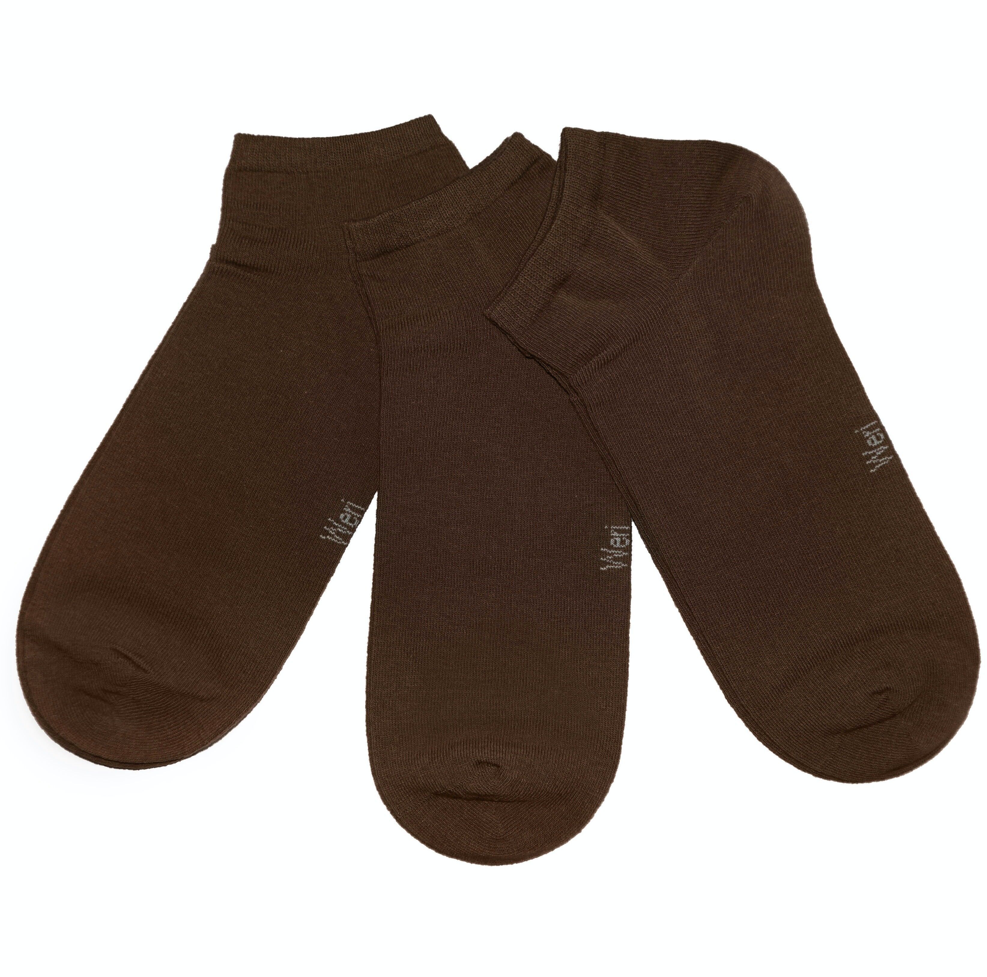 Calzini sneaker per bambini e adulti Set da 3 paia >>Nut Brown<< Calzini corti alla caviglia in cotone tinta unita