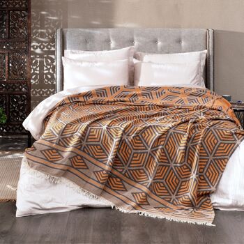 Couvre-lit en coton Ela | Souci Orange | 190 x 245 cm 1