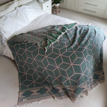 Couvre-lit en coton Ela | Vert bouteille | 190 x 245 cm 3