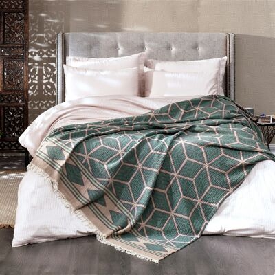 Ela Cotton Bedspread | Bottle Green | 190 x 245 cm