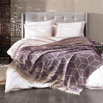 Couvre-lit en coton Ela | Prune Violet | 190 x 245 cm 1