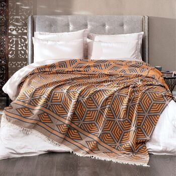 Couvre-lit en coton Ela | Souci Orange | 220 x 245 cm 1
