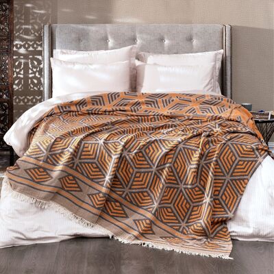 Couvre-lit en coton Ela | Souci Orange | 220 x 245 cm