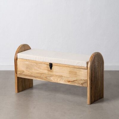 BENCH-NATURAL FABRIC-WOOD TRUNK ST607449