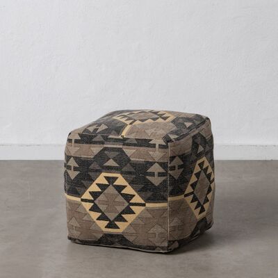 BLACK-TAUPE FABRIC POUF DECORATION ST607859