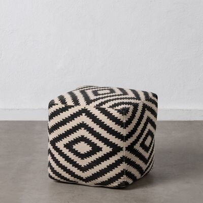 WHITE-BLACK FABRIC POUF DECORATION ST607860