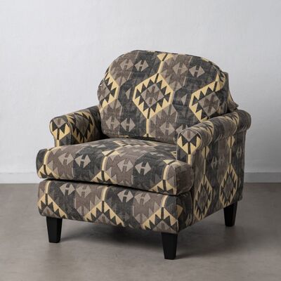 LIVING ROOM ST607861 BLACK-TAUPE FABRIC-WOOD ARMCHAIR