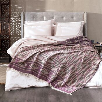 Couvre-lit en coton Ela | Prune Violet | 270 x 245 cm 2