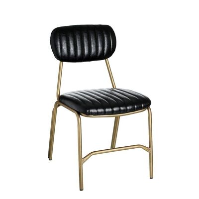 SILLA NEGRO-ORO PU/METAL SALÓN ST90494