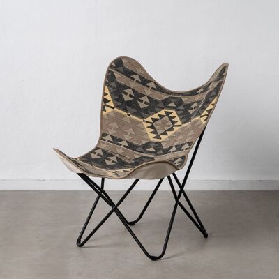 LIVING ROOM BLACK-TAUPE FABRIC-METAL CHAIR ST607865