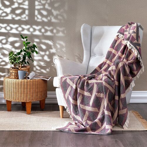 Camden Cotton Throw | Plum Purple | 130 x 190 cm