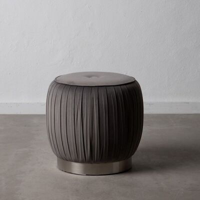 GRAY FABRIC-WOOD VELVET POUF ST600266