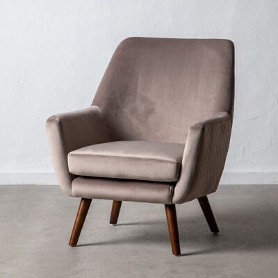 SILLÓN TERCIOPELO TAUPE TEJIDO-MADERA ST600366