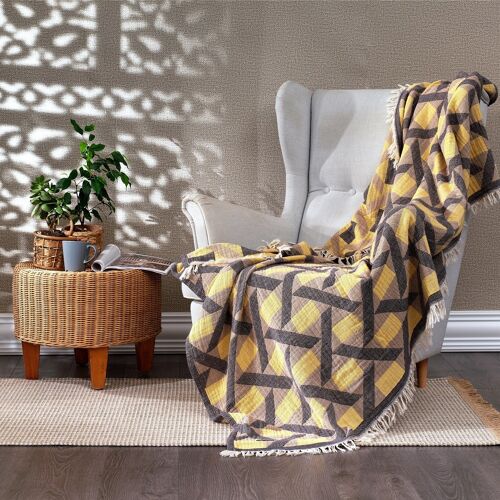 Camden Cotton Throw | Mustard Yellow | 130 x 190 cm