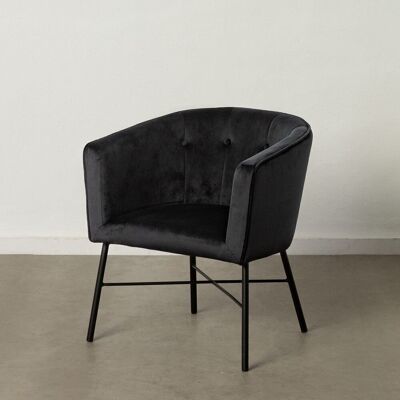 BLACK VELVET ARMCHAIR FABRIC-METAL ST605268