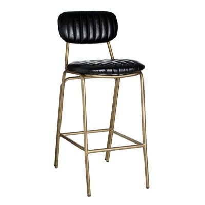 LIVING ROOM BLACK-GOLD STOOL PU/METAL ST90499