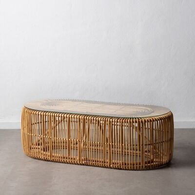 NATURAL RATTAN / CRYSTAL COFFEE TABLE ST602041