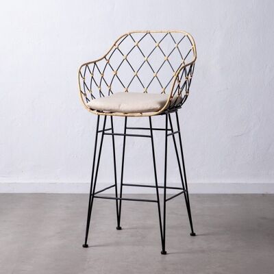 NATURAL-BLACK RATTAN/METAL STOOL ST602262