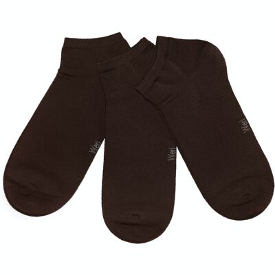 Conjunto de 3 pares de calcetines deportivos para niños y adultos >>Chocolate<< Calcetines tobilleros cortos de algodón de color liso