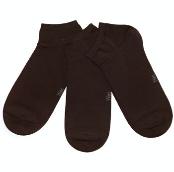 Ensemble de 3 paires de chaussettes Sneaker pour enfants et adultes >>Chocolat<< Chaussettes courtes unies en coton à la cheville 1