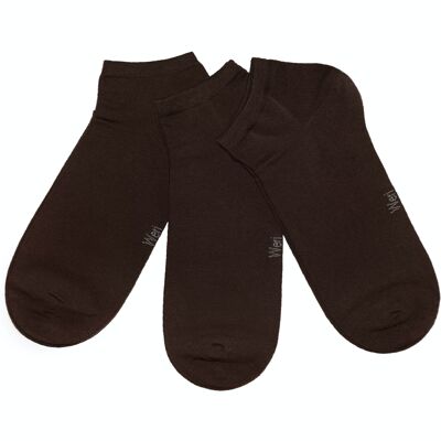 Calzini sneaker per bambini e adulti Set da 3 paia >>Cioccolato<< Calzini corti alla caviglia in cotone tinta unita