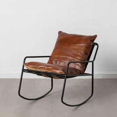 ROCKING CHAIR BROWN METAL / LEATHER LIVING ROOM ST605831