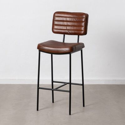 LIVING ROOM BROWN METAL / LEATHER STOOL ST605830