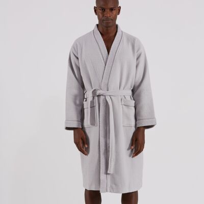 Zen Cotton Double-Faced Unisex Bathrobe, Ash Grey