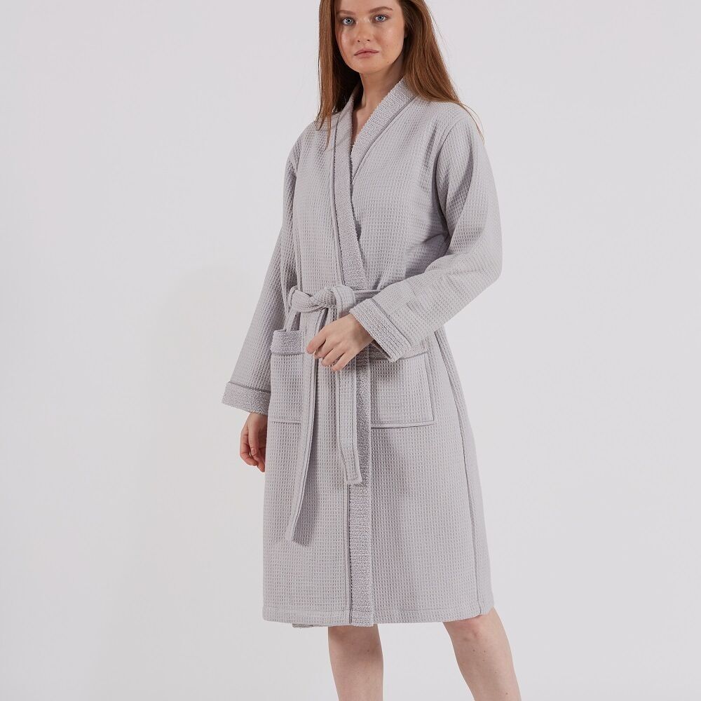 Buy wholesale Zen Cotton Double-Faced Unisex Bathrobe, Ash Grey