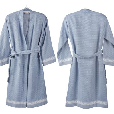 Tuana Cotton Hammam Accappatoio Unisex, Blu Royal su Bianco