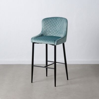 TABOURET DE SALON EN TISSU ET MÉTAL BLEU ST602669