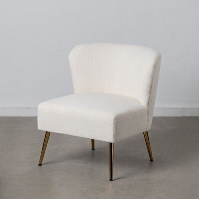LIVING ROOM ST608274 WHITE FABRIC-METAL ARMCHAIR