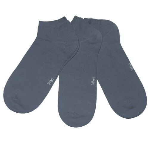 Sneaker Socks for Kids and Adults 3-Pair Set >>Dark Grey<< Plain color ankle cotton short socks