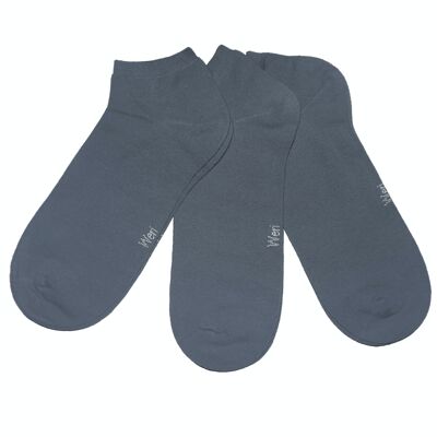 Conjunto de 3 pares de calcetines deportivos para niños y adultos >>Gris oscuro<< Calcetines tobilleros cortos de algodón de color liso