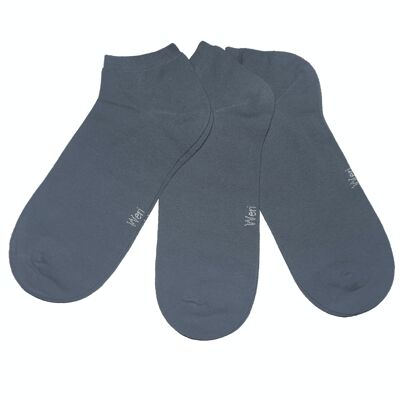 Ensemble de 3 paires de chaussettes Sneaker pour enfants et adultes >>Gris foncé<< Chaussettes courtes unies en coton à la cheville