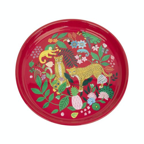 RED ROUND TRAY 32CM - HAND PAINTED HF